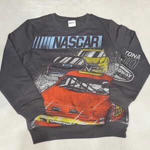 Nascar Black Sweatshirt with Red and Yellow Race Cars